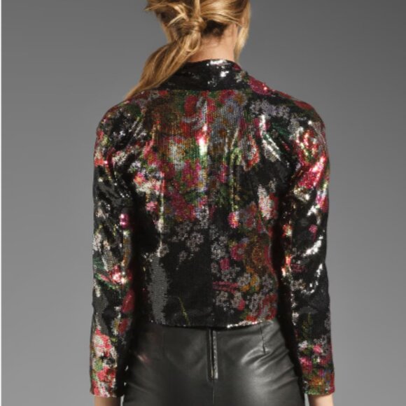 🌸 Lovers + Friends “At First Sight” Floral Sequin Jacket | NWT - Picture 2 of 7